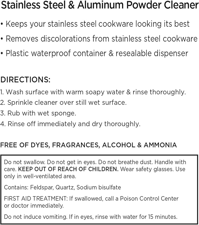 All-Clad Specialty Powder Stainless Steel Cleaner and Polish 12 Ounce Pots and Pans, Cookware White