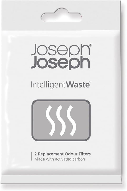 Joseph Joseph Intelligent Waste Activated Carbon Odor Filter Refills for Food Waste Caddy Kitchen Bin - Pack of 2