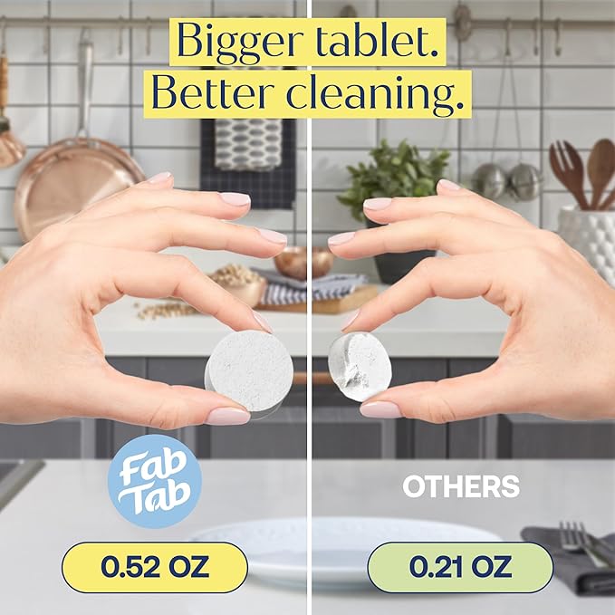 Fab Tab - Household Cleaning Tablets - 100% Plastic Free, 12 Tablets. Power Clean Toilet, Dishes, Laundry & Floors (3 tablets) Enzyme Powered, No Harmful Chemicals, Tough on Dirt, Safe for Kids & Pets