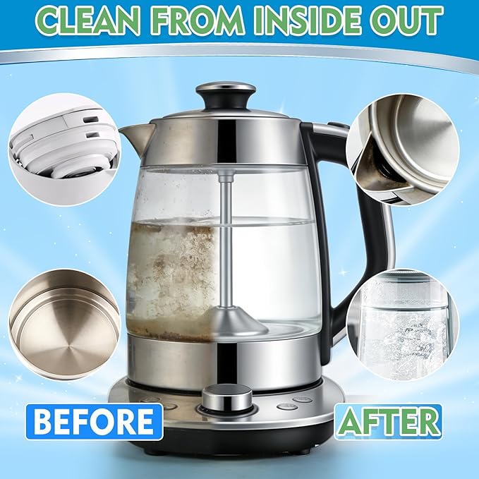 Kettle Descaler Tablets, 36 Pack Limescale Remover, Kettle Cleaner Remove Limescale and Hardwater Stains, Citric Acid for Cleaning, Descaling Tablets for Kettles, Coffee Machines, Water Bottle
