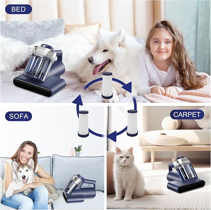 2 Pcs HEPA Filter, Replacement HEPA Filter for Teant Blue Pink Gray Upgrade and Cordless Mattress Vacuum