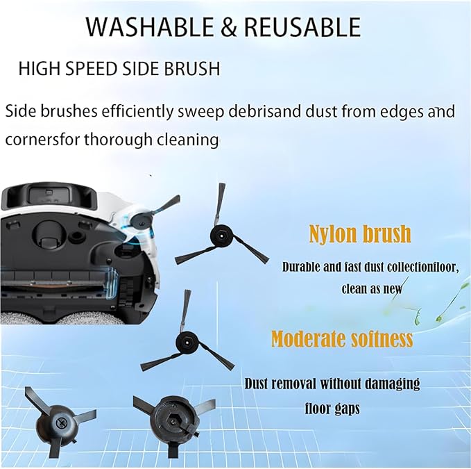 Replacement Accessories Kits For Dreame L40 Ultra / X40 Ultra/Mova P50 Pro Ultra / P10 Pro Ultra Vacuum Cleaner, 15 pack parts 2 Main Brush 4 Side Brush 2 Filter 4 Mop Pad 3 Dust Bag