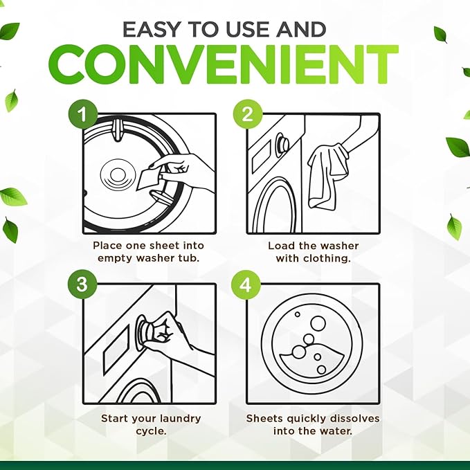 Renuv Laundry Detergent Sheets up to 100 Loads - Eco Friendly, Sustainable, Biodegradable & Liquidless Strips, 50 Sheets