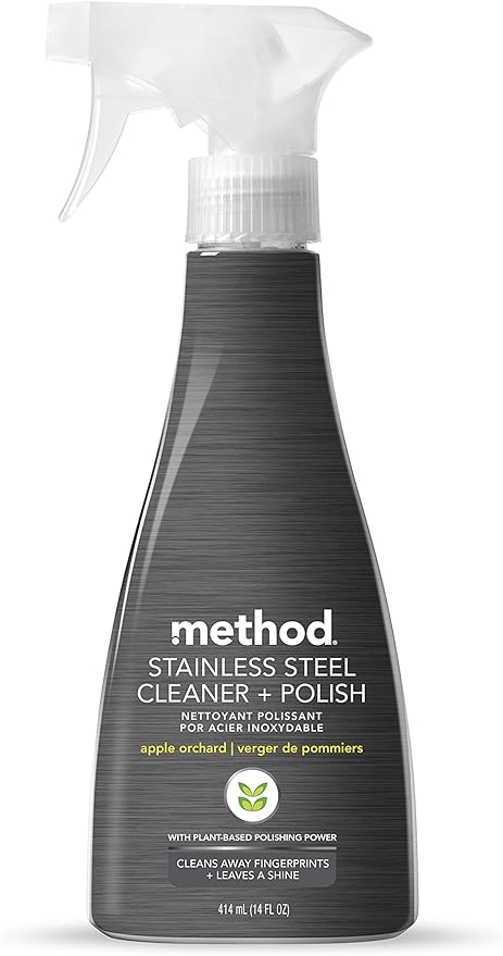 Method Stainless Steel Cleaner + Polish, Apple Orchard, Cleans Fingerprints and Smudges, 14 FL Oz (Pack of 1)