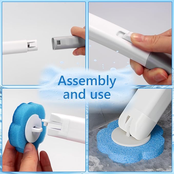 2 Pack Disposable Toilet Bowl Cleaner Wand and Holder Set, Toilet Brush Disposable with 48 Cleaner Refills Extended Handle for Toilet Bowl Cleaners Disposable, Bathroom Cleaning, Bathtub