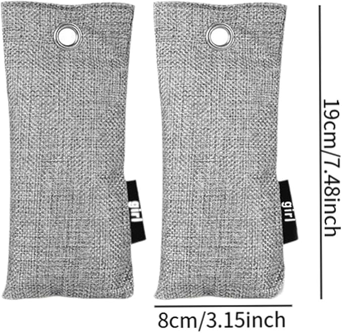 Air Purifying Bags, 2 Pack Bamboo Charcoal Odor Absorber for Shoes, Car, Closet, Bathroom, 50g Each