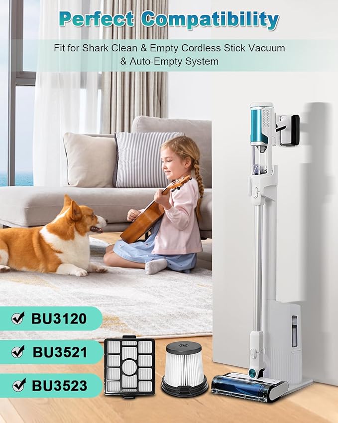 BU3523 BU3521 BU3120 HEPA Filter Replacement Compatible with Shark BU3521 Clean Lightweight Cordless Stick Cleaner, Shark BU3523 Clean and Empty Cordless Stick Vacuum and Auto Empty System (2 Pack)