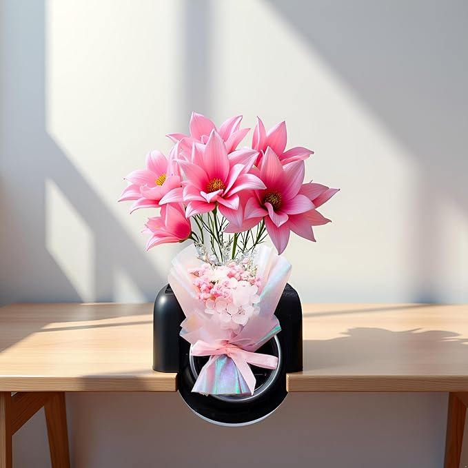 Pink Mini Dried Flowers Bouquet for Car Air Vent Clips, Car Air Outlet Perfume Decoration, Car Air Fresheners Interior Decoration Accessories