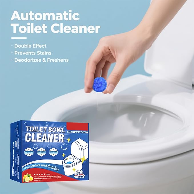 Toilet Cleaning Tablets | Fast-Dissolving, Long-Lasting Freshness | 12/24 Count | Safe for All Toilets, Septic Tanks & Pipes (24)