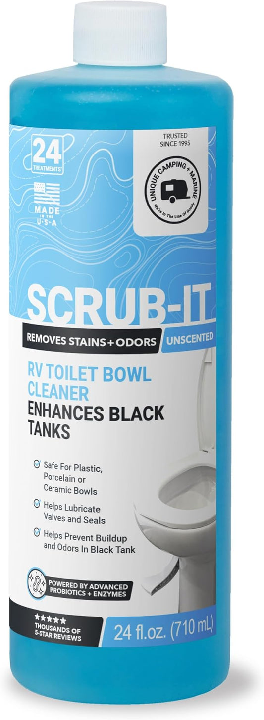 Unique Scrub-It RV Toilet Bowl Cleaner Liquid - Helps Remove Stink, Stains and Debris - Safe on All Toilet Types (24 oz) Amazon Exclusive Packaging