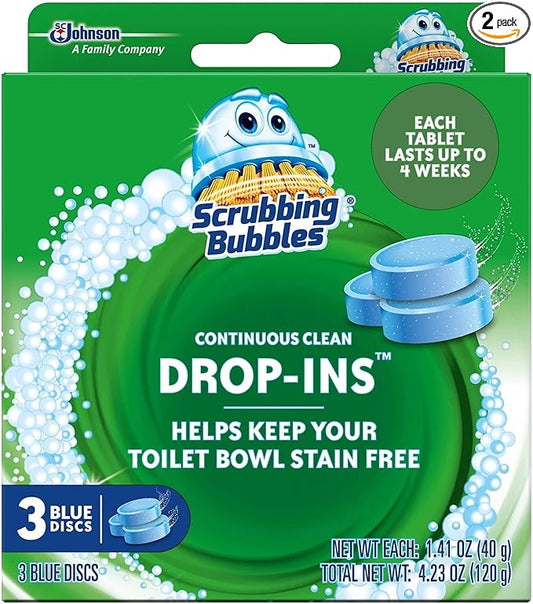 Scrubbing Bubbles Continuous Clean Drop-Ins, Blue Discs, 3 ct, 4.23 oz. - 2 Pack