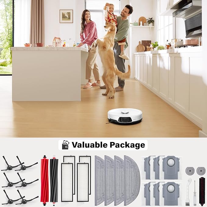 Accessories Kit for roborock S8 MaxV Ultra Robot Vacuum, 2 Main Brushes, 6 Dust Bags, 4 Mop Cloths, 4 Edge Mop Cloths, 4 Filters, 6 Side Brushes, 1 Self-Main Brush, 1 Cleaning Brush, 1 Screwdriver