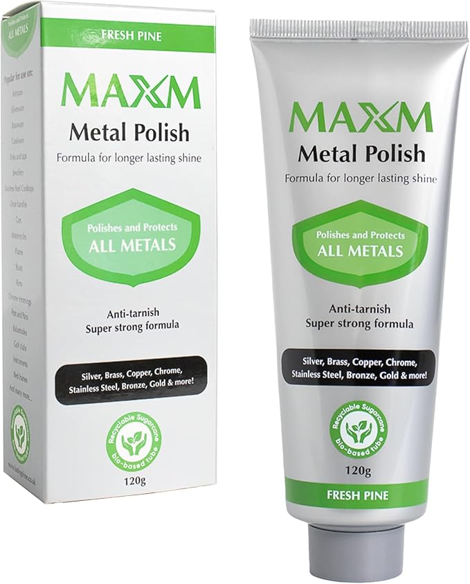 MAXM Metal Polish Paste for Stainless Steel Polish, Chrome Polish & Aluminum Polish – Rust Remover for Metal, Stainless Steel Scratch Remover, Polishing Compound Non-Toxic, Fresh Pine Scent, 4.2 oz