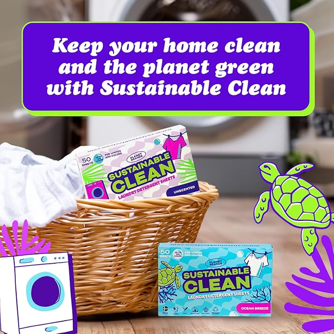 Laundry Detergent Sheets - Made in Sweden, Up to 100 loads 50 Sheets, Sustainable Clean Liquidless Technology, Dissolves Instantly, No Harsh Chemicals, Eco-Friendly. (Ocean Breeze)