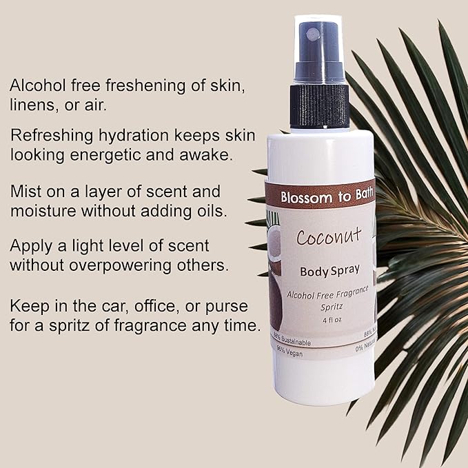 Blossom to Bath Coconut Body Spray (4 Ounce) - Phthalate Free Fragrance - Energizes Skin with a Bold Tropical Scent