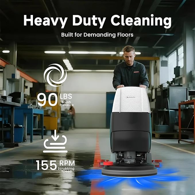 AF2217 Auto Self-Propelled Floor Scrubber Kit, 22" Path, 17-Gal, Up to 38000 ft²/h, Lithium Battery, Heavy-Duty & High-Efficiency Cleaning for Warehouses, Schools, Hospitals, Malls
