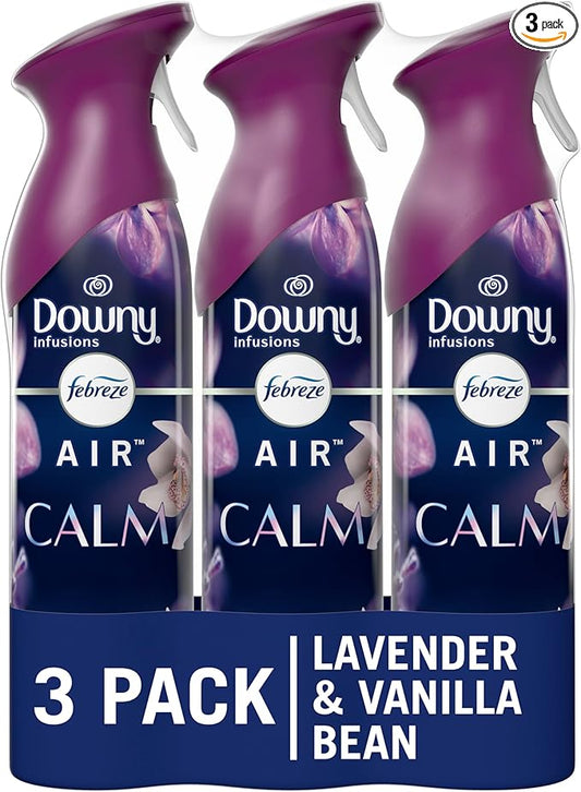Febreze Air Mist Air Freshener Spray, Odor-Fighting Room Spray, Air Fresheners for Home and Bathroom and Kitchen, Aerosol Can, Downy Calm Scent, 8.8oz (Pack of 3)