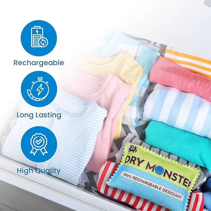 100g Rechargeable Desiccant 3 Pack - Ultimate Moisture Absorbing Bags | Rechargeable Silica | Protects Valuables from Rust, Corrosion & Humidity | Easy to Use
