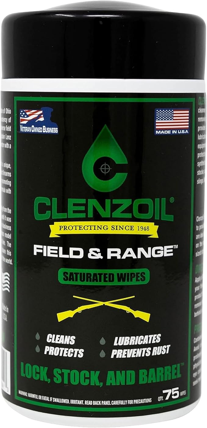 CLENZOIL Field & Range Single-Use Saturated Gun Oil Wipe Packets | Individual CLP Wipes | One-Step Gun Cleaning Oil & Lubricant Field Wipes for Hunting