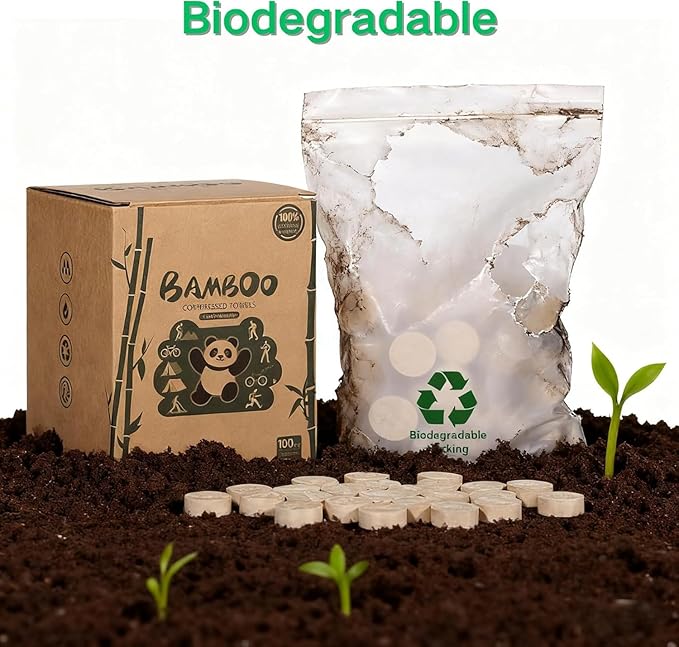 LEKOCH Bamboo Compressed Towel Tablets - Biodegradable & Eco-Friendly Mini Washcloths, Bulk Disposable Towels for Travel, Camping, Gym | Portable, Moisture-Proof - 100/250/500 Pack