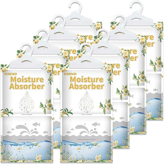 Moisture Absorbers 8 Packs - 9.8 oz Dehumidifier Bags, Portable Moisture Hanging Bags for Closet, Bathroom and Kitchen, Jasmine Osmanthus Scent, 11.8" x 6.3"
