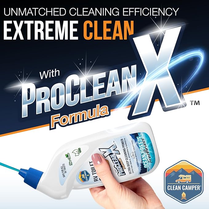 RV Toilet Bowl Cleaner ProClean X™ Formula | Enzyme & Probiotic Powered | Safe for RV Toilets, Holding Tanks & Sensors | Eliminates Odors, Removes Stains | Eco-Friendly