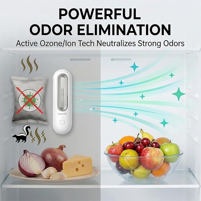 Ozoori Fridge Deodorizer Odor Eliminator | Fridge Deodorizer – Lasts 10 Years, Long-Lasting Odor Eliminator - More Effective Than Baking Soda, Charcoal Bags, Bamboo Air Purifying Bags (1 pc)