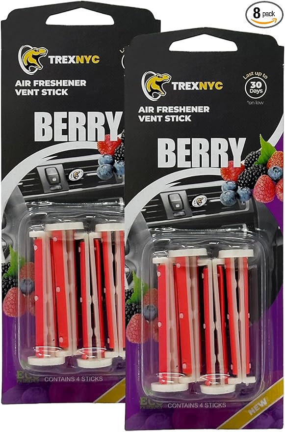 Car Air Fresheners Vent Sticks, Essential Car Odor Eliminator, For Long Lasting Fragrance up to 30 days (Berry, 2 Packs)