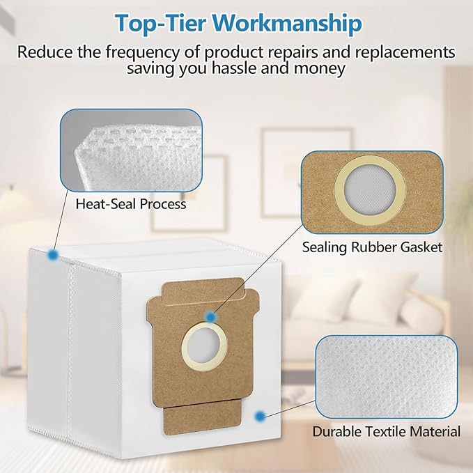 12 Pack 105 Vacuum Bags Compatible with iRobot Roomba 105 Vac, 104/105 Combo,Plus 405/505 Combo,705 Max Vac, Large Capacity Disposable Replacement Bags