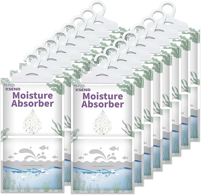 Moisture Absorbers 16 Packs - 9.8 oz Dehumidifier Bags, Portable Moisture Hanging Bags for Closet, Bathroom and Kitchen, Fragrance Free, 11.8'' x 6.3''