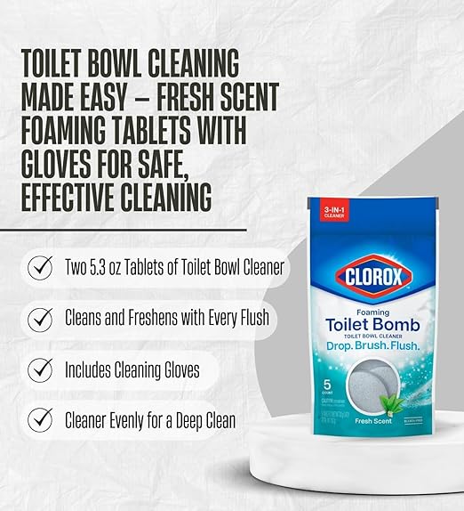 Toilet Bowl Cleaners by Foaming Fresh Scent + Lavender Scent Toilet Cleaner 5.3 oz Tablet Each Bundle with Cleaning Gloves – Easy-to-Use, Bleach-Free Tablets — Gift Set (3 Items)