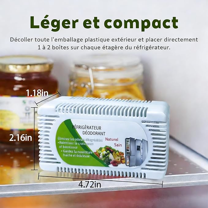 6 Pack Fridge Deodorizer, Refrigerator and Freezer Deodorizer Odor Eliminator Reusable, Unscented Activated Carbon Odor Absorber and Moisture for Freezers, Coolers, Closet and Trash Can