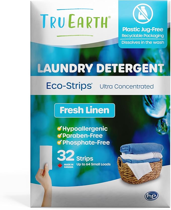 Tru Earth Laundry Essentials Bundle - Laundry Detergent Bundles Set with Fabric Softener, Laundry Sheets, Stain Remover Stick and Dryer Balls - Fresh Linen