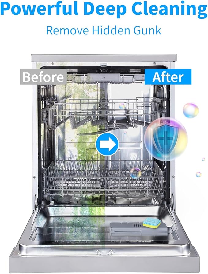 Dishwasher Cleaner Tablets - 24 Pack Powerful Descaling and Refreshing Pods, Deep Cleaning for Dish Washer Machine, Heavy Duty for Sparkling Clean - Yearly Supply.