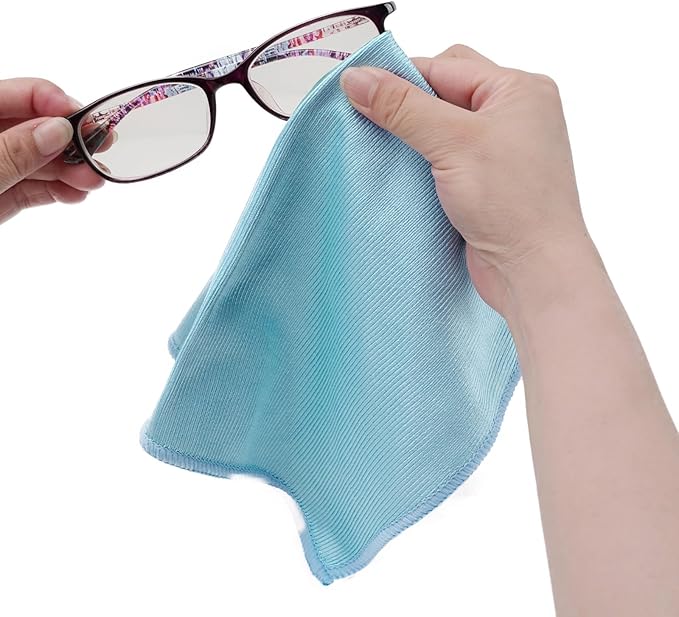 6 Pack Glass Cleaning Cloth Microfiber Cleaning Cloth for Window Eyeglass Jewelry Windshields Mirrors and Stainless Steel (Blue)
