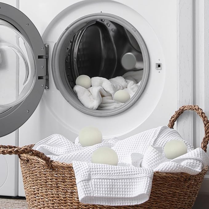 Wool Dryer Balls Fabric Softener Ball, Laundry Ball Reducing Clothing Wrinkles, Saving Drying Time, White(Pack of 3)