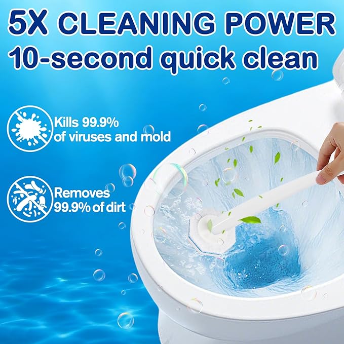 50 Count Disposable Toilet Wand Refills, 5X Cleaning Power Scrubber Refill, Bathroom Cleaning Supplies, No Falling Apart, Fresh Fragrance