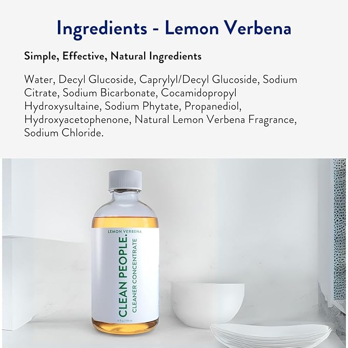 Clean People Cleaner Concentrate - All-Purpose Cleaner for Multi-Purpose Cleaning, Bathrooms, Floors, Concentrated, Recyclable Packaging (Lemon Verbena Scent) 4oz (2 Pack)