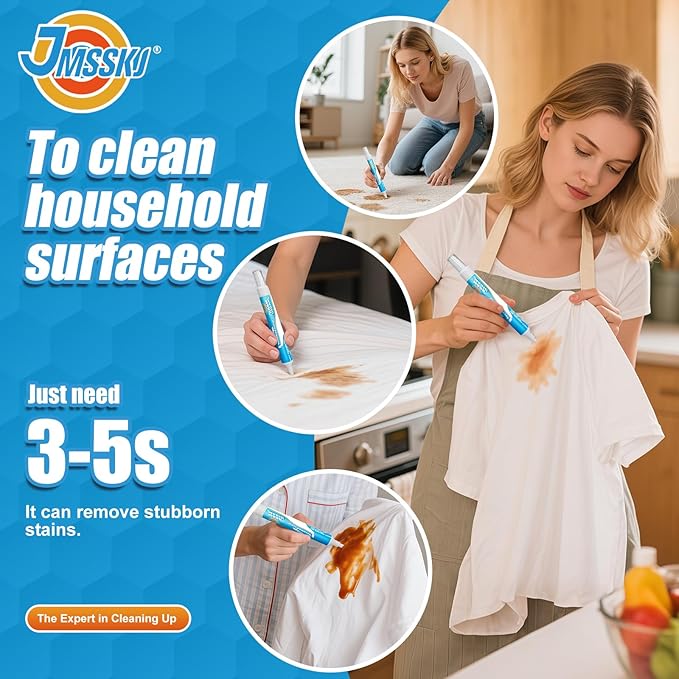 Stain Remover Pen, Instant Stain Remover For Clothes, Bleach Pen, Portable & Travel-Friendly, Works on Food & Drink Stains, Put In Your Pocket or Bag, Pearl white 0.68 Fl Oz (Pack of 2)