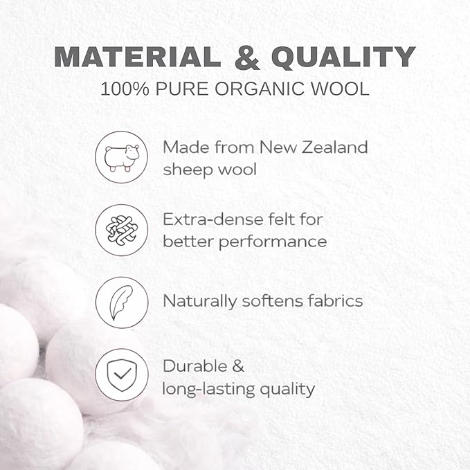 Wool Dryer Balls 6-Pack 100% Natural New Zealand Wool, Handmade in Nepal Reusable Laundry Balls, Faster Drying, Softer Clothes, Anti-Static, Dryer Sheets Alternative (Black White, Dog)
