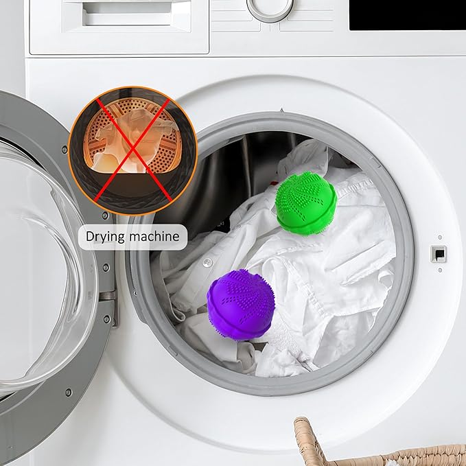 Laundry Balls Set, Natural Non-Chemical Detergent Wash Balls for Washing Machine Eco Friendly Washer Ball, Set of 2