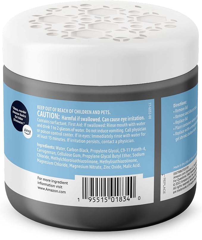 Amazon Basics Odor Eliminator, Gel, Activated Charcoal | Fragrance Free | 17 Oz | Pack of 2