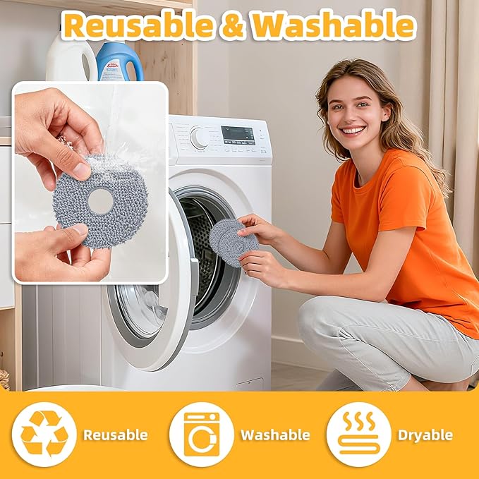 8 Pack Mop Pads Compatible with Roborock QV 35A/Saros 10R/Q Revo/Qrevo S/Qrevo Pro/Qrevo Plus/Qrevo Master/Qrevo Slim/Qrevo Curv/Qrevo Edge Robot Vacuum Cleaner, Cleaning Pad Replacement Accessories