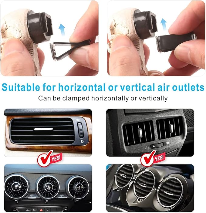 Skull Decor Car Air Freshener Vent Clip Goth Truck Interior Accessories for Men Women Teens Stuff for Jeep Horror Skeleton Auto Scents Halloween Dashboard Decorations Easter gifts for Adults Boys Kids