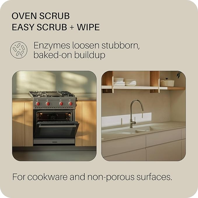 Everneat Oven Cleaning Kit: Natural Oven Cleaner and Kitchen Cleaner | Heavy Duty Oven Cleaner & Oven Rack Cleaner Kit | Fume-free & Safe to Clean All Ovens (Bloom) | Refillable Plastic Jar & Bottle