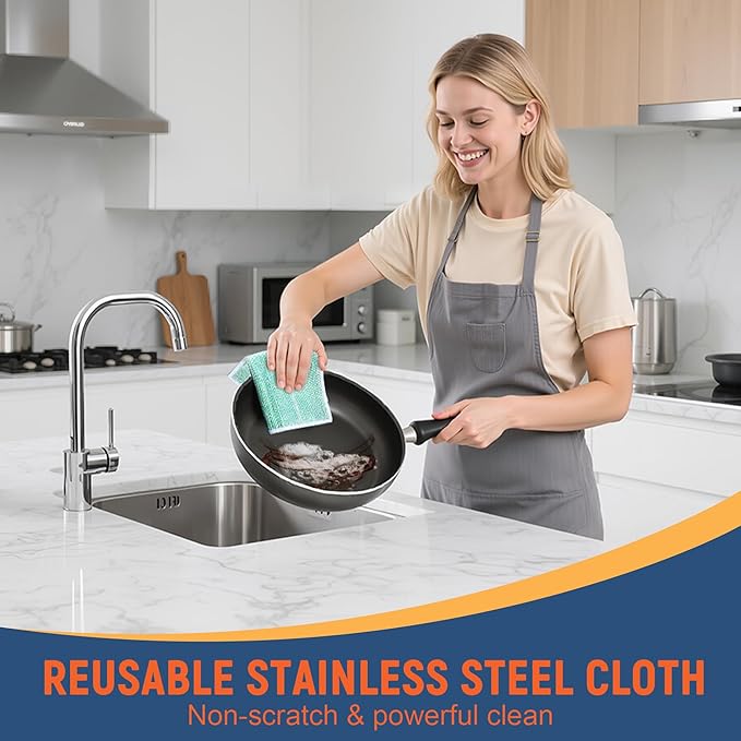 2-Sided Cleaning Dish Towels for Kitchen Microfiber Wash Cloths,45pcs Non Scratch Wire Dishcloth,Wire Dishcloth Home Essentials-Reusable Steel Wool Scrubber Washcloths,Set for Pans Sinks & Cookware