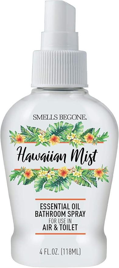 SMELLS BEGONE 4 oz Essential Oil Bathroom Spray - Instantly Eliminate Toilet & Bathroom Odors - Air Freshener Made with Essential Oils (Hawaiian Mist)