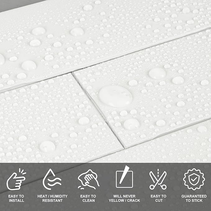 24-Pieces Peel and Stick Tiles for Kitchen Backsplash, New Upgrade Design 12" x 3"SPC Subway Backsplash Tiles, Cream White Premium Finger Tiles (Beige).