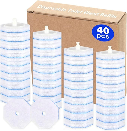 40 Count Disposable Toilet Wand Refills for Clorox Toilet Wand Refills, 5X Cleaning Power Scrubber Refill, Bathroom Cleaning Supplies, No Falling Apart, Fresh Fragrance