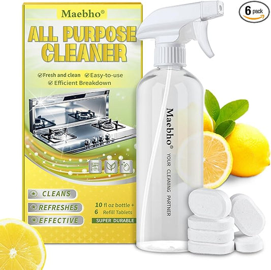 Multi-surface Cleaner, 6-Pack Refill, All-Purpose, Cleaning Supplies Home & Kitchen - Non-toxic & Effective 6 x 10.14 Fl oz Bottles